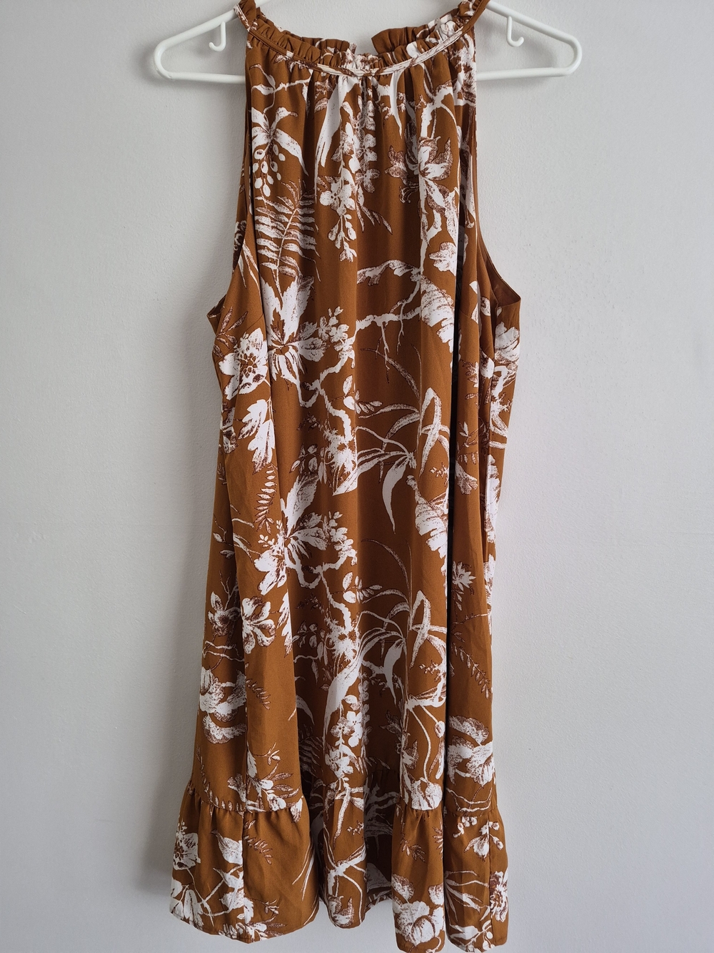 Addition Elle Rust Brown and White Floral Midi Dress